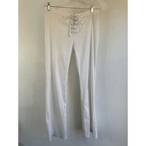Divine White Front Tie Pants Vintage Y2K 2000s Large USA Made Paper Tag